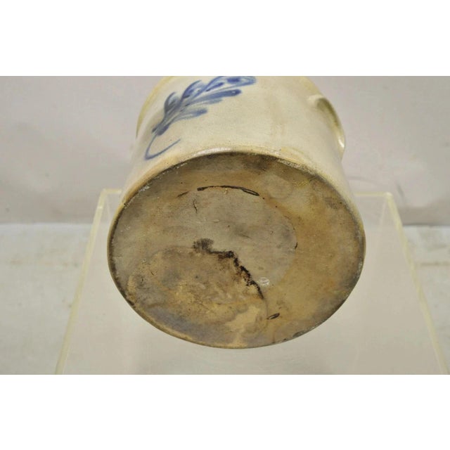 Antique Stoneware Two Gallon Crock With Cobalt Blue Slip Trailed Floral Design For Sale - Image 10 of 10
