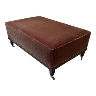 Oversized Mohair Ottoman on Casters For Sale