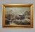 Expertly rendered 19th C framed Scottish oil painting on canvas of a herd of highland cattle possibly fleeing a mild...