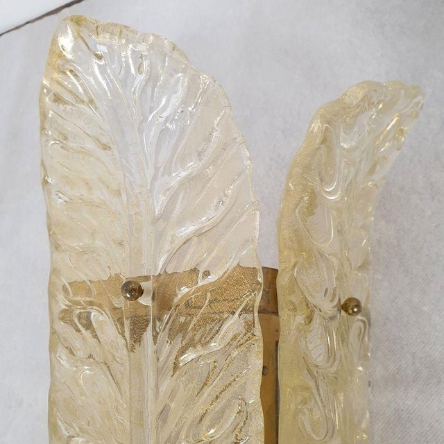 1970s Mid-Century Modern Leaf Murano Glass Sconces - a Pair For Sale - Image 9 of 11