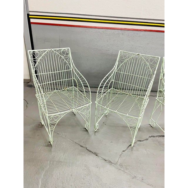 Mid-Century Modern Vintage Wrought Iron Outdoor Patio Chairs For Sale - Image 3 of 11