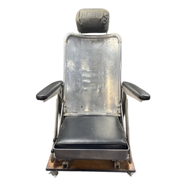 Mid 20th Century American Military Aluminum Aircraft Seat With Weber Headrest For Sale