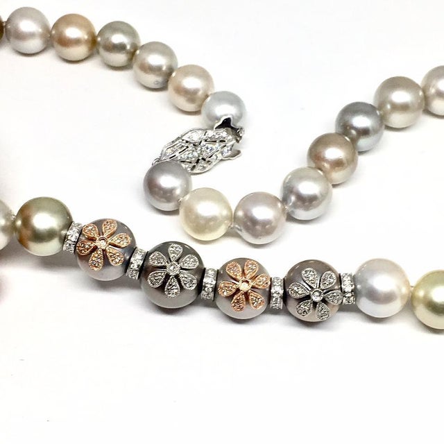Diamond South Sea Pearl Necklace Certified For Sale - Image 4 of 9