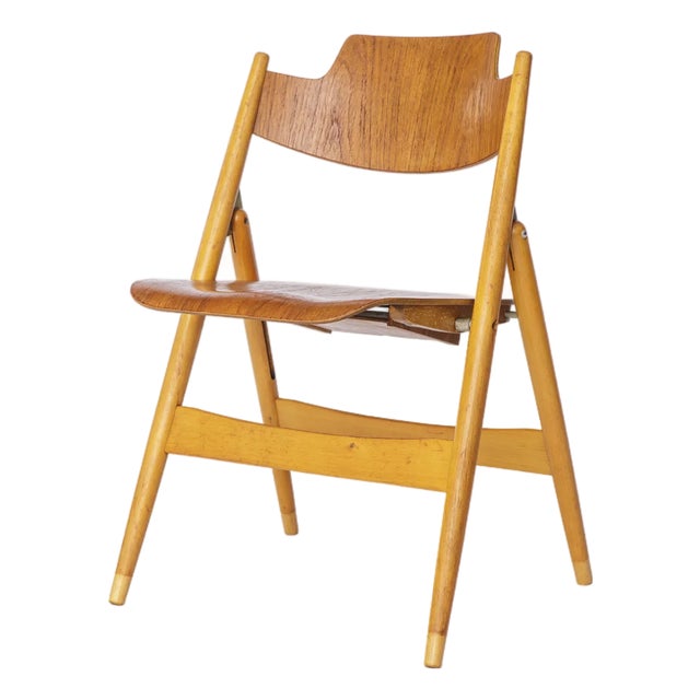 Mid-Century SE18 Folding Chair in Beech by Egon Eiermann for Wilde + Spieth, 1950s For Sale