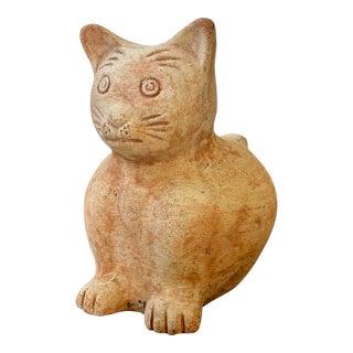 Vintage 1960s Mid-Century Terracotta Cat Sculpture For Sale
