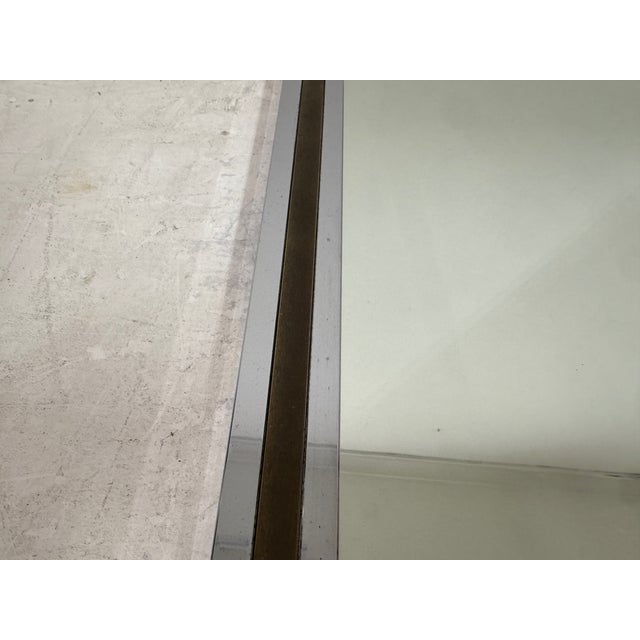 Silver Chrome and Brass Wall Mirror, Italy, 1970s For Sale - Image 8 of 11