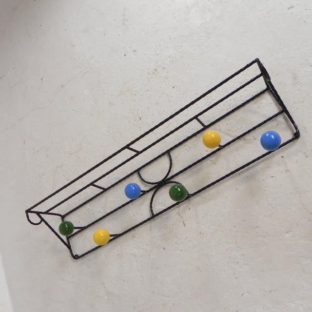 Wall Coat Rack in Steel Frame with Colored Balls in the style of Roger Feraud, 1950s For Sale - Image 14 of 14