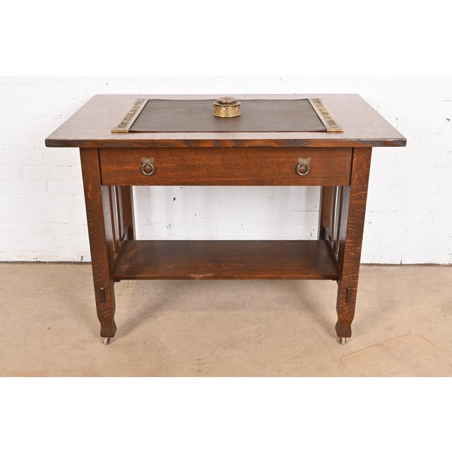 Tiffany Studios New York Pine Needle Bronze Doré and Slag Glass Inkwell For Sale - Image 10 of 12