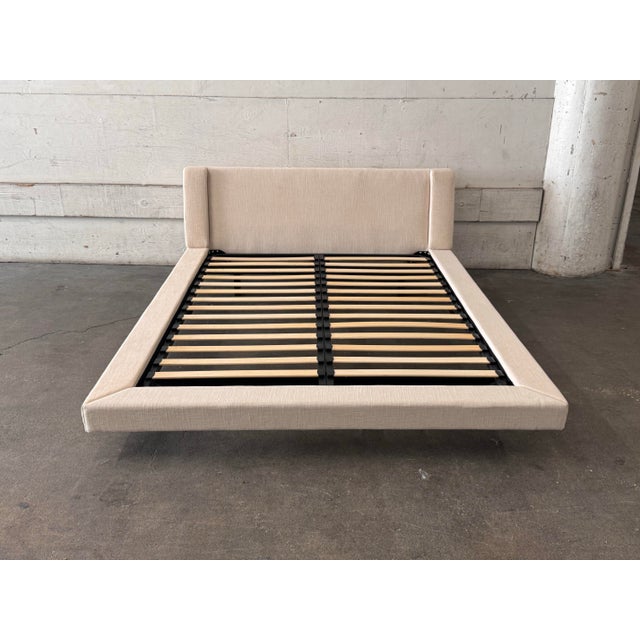 Design Plus Gallery presents a Queen Size Modern Floating Linen-Wrapped Platform Bed Frame. This low-profile bed frame is...
