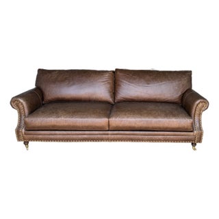 Holkam-Style Brown Leather Couch For Sale