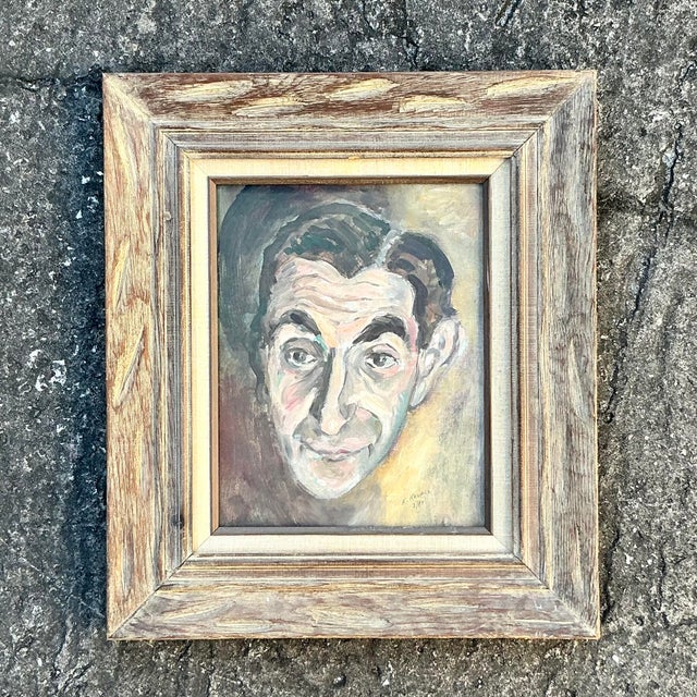 This captivating vintage oil portrait on canvas captures the expressive features and character of its subject with...