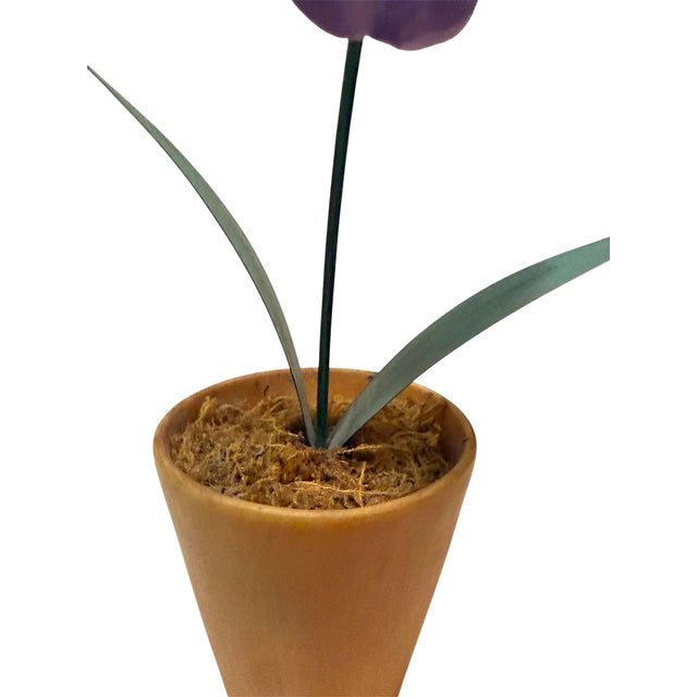 Ceramic French Porcelain Flower in Terracotta Pot For Sale - Image 7 of 11