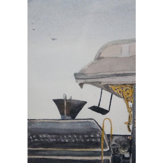Mid 20th Century Margaret Mailly Lehigh Valley Railroad Dorothy Train Inspection Watercolor Print, Framed For Sale - Image 6 of 12
