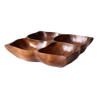 Mid-Century Monkey Pod Wood Tray For Sale