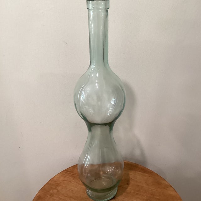 Vintage Large Blown Art Glass Green Bottle 3 Liter Sve Italy For Sale - Image 10 of 12