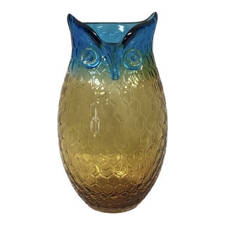 Vintage Murano Glass Sculpted Owl Vase For Sale