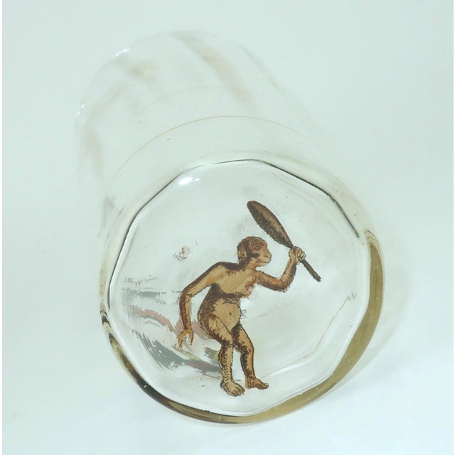 Glass Art Deco Novelty Cocktail Glass With Hand Painted Animal Measurements, c.1930 For Sale - Image 7 of 12