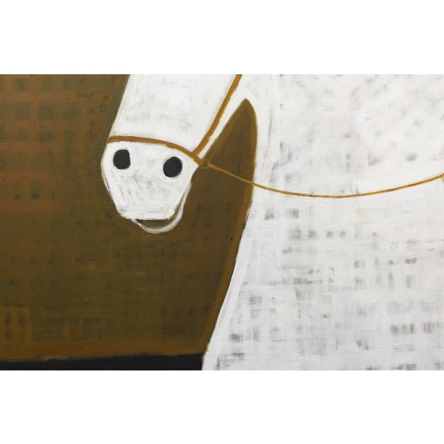 2020s Large Equestrian Oil Painting on Unprimed Belgian Linen For Sale - Image 5 of 8