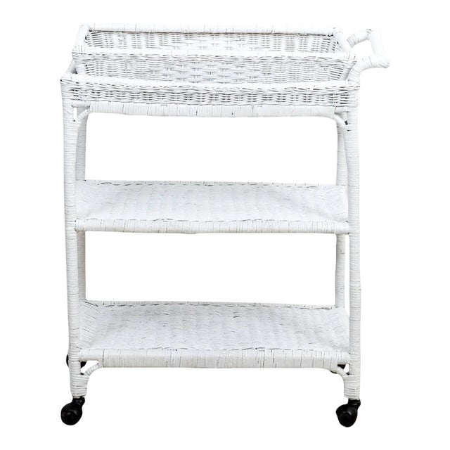 Wicker Tray Top Bar Cart Chairish