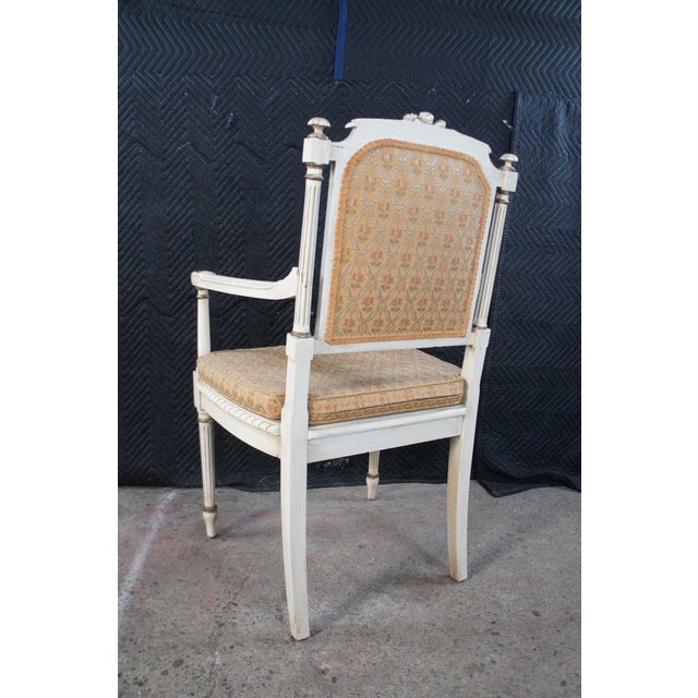 White Early 20th Century Antique French Provincial Louis XVI Neoclassical Carved Armchair For Sale - Image 8 of 16