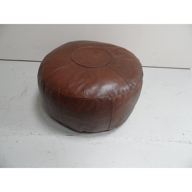 Animal Skin Vintage Leather Pouf, 1960s For Sale - Image 7 of 8