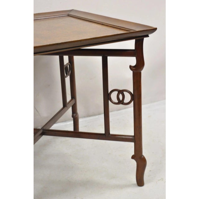 Chinoiserie Mid 20th Century Michael Taylor for Baker Far East Asian Burl Wood Square Occasional Side Table For Sale - Image 3 of 12