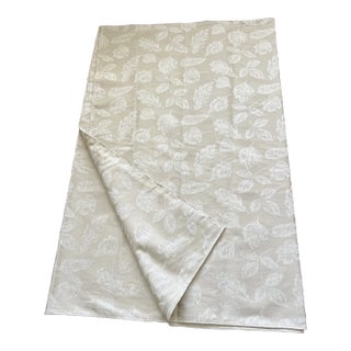 2000s Cream Colored Cotton Banquet Size Leaf Pattern Tablecloth For Sale