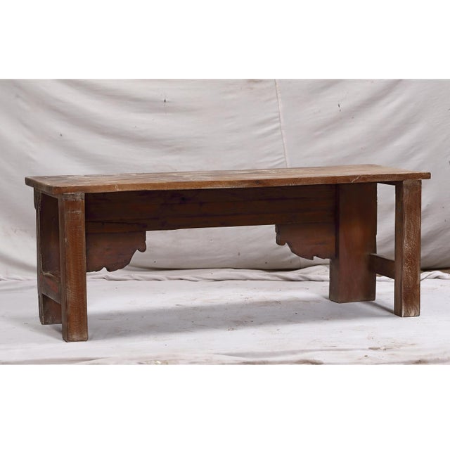 Wood Bench Constructed From Recycled Indian Carved Elements and Reclaimed Wood For Sale - Image 7 of 7