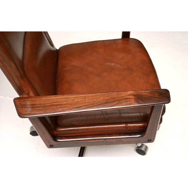 Wood Vintage Danish Leather Desk Chair attributed to Arne Vodder from Sibast, 1960 For Sale - Image 7 of 11