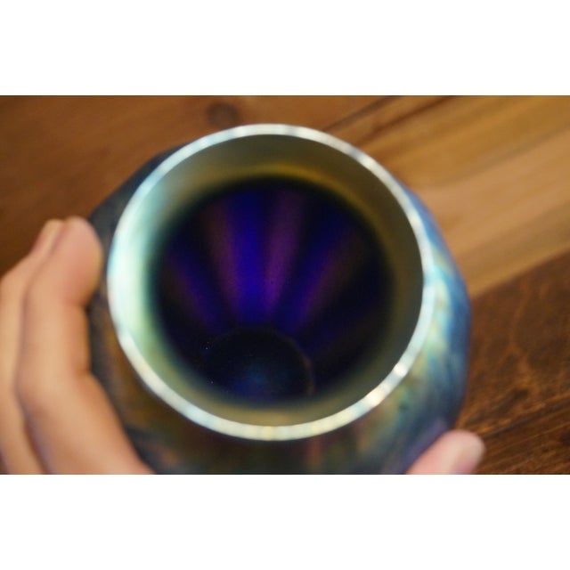 Lundberg Studios Late 1900s Lundberg Art Glass Iridescent Vase For Sale - Image 4 of 13