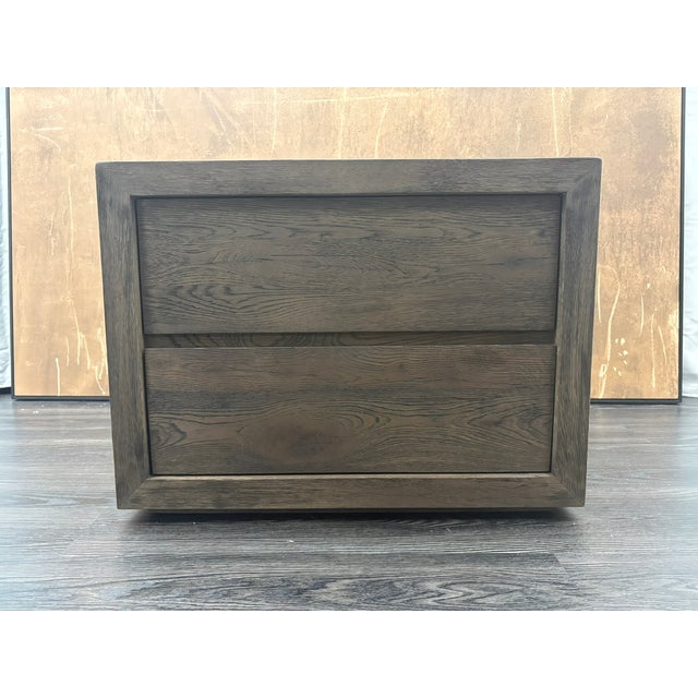 Contemporary Rh Drifted Reclaimed Oak Closed Nightstand – 32" – Drifted Brown Oak For Sale - Image 3 of 18
