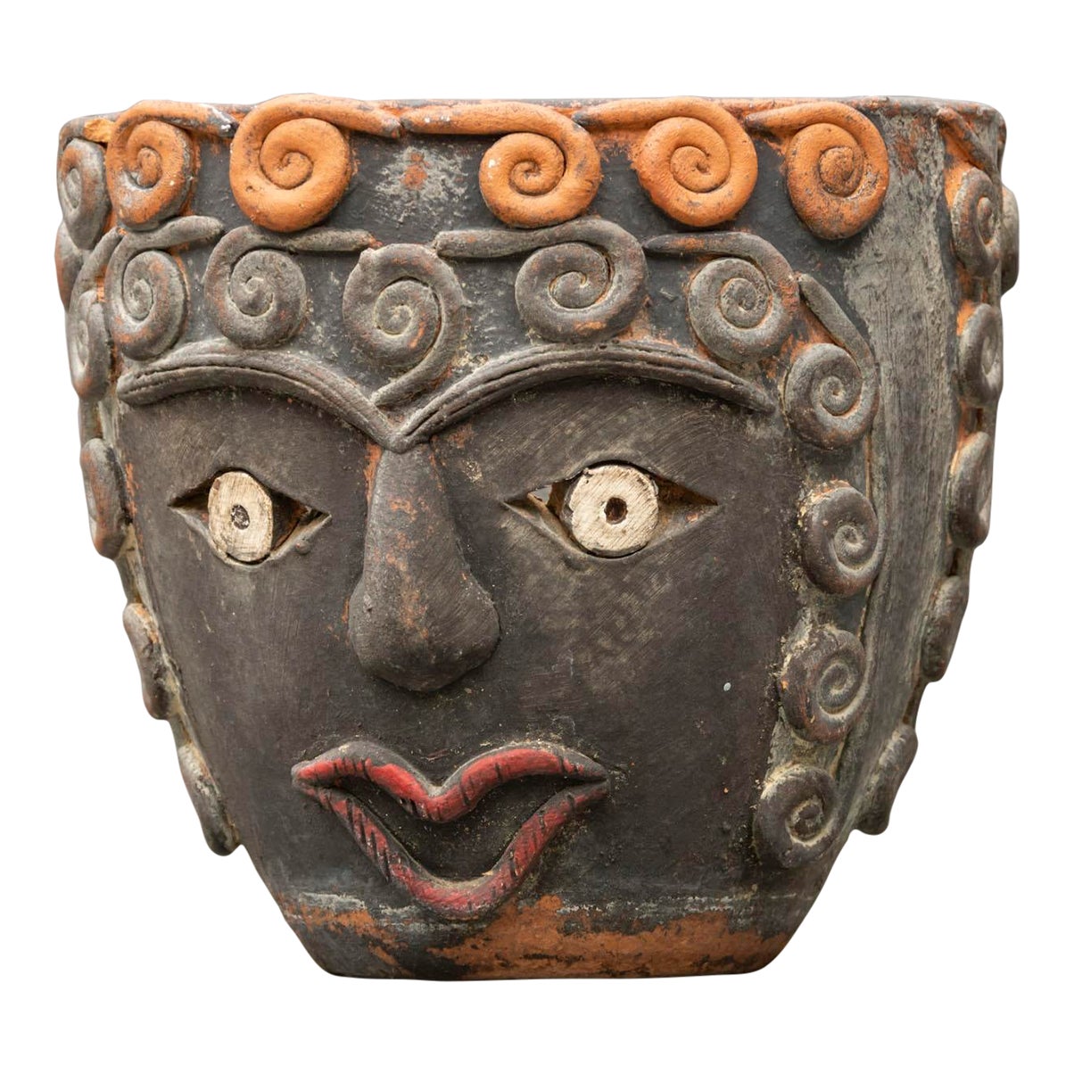 Small Vintage Mexican Terracotta Face Pot Chairish