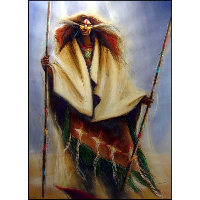 "Medicine Woman #4" framed Original Mix Media, Pastel & Watercolor by Larry Fodor Hand signed by the artist Image Size:...