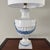 Lovely Rustic French style hand painted terracotta lamp in distressed off white finish with a prominent blue relief...