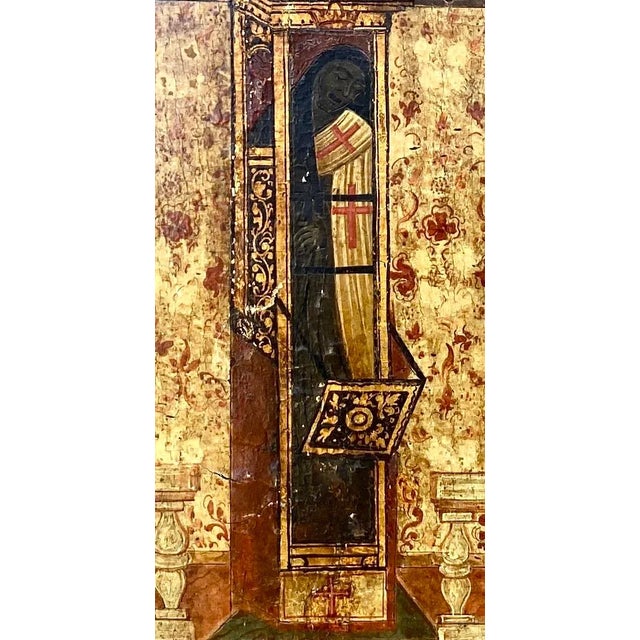 Religious 19th Century Hand Painted Religious Icon Painted on Wood Panel For Sale - Image 3 of 7