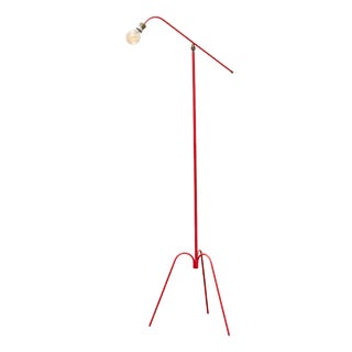 Vintage Red Tripod Floor Lamp, 1950s For Sale