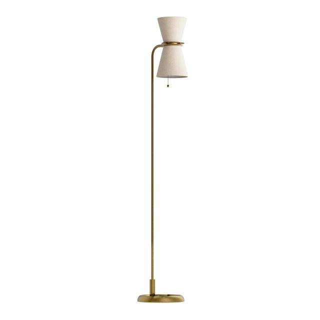 Regina Andrew Gable Floor Lamp, Antique Natural Brass with Oyster Shade For Sale - Image 9 of 9