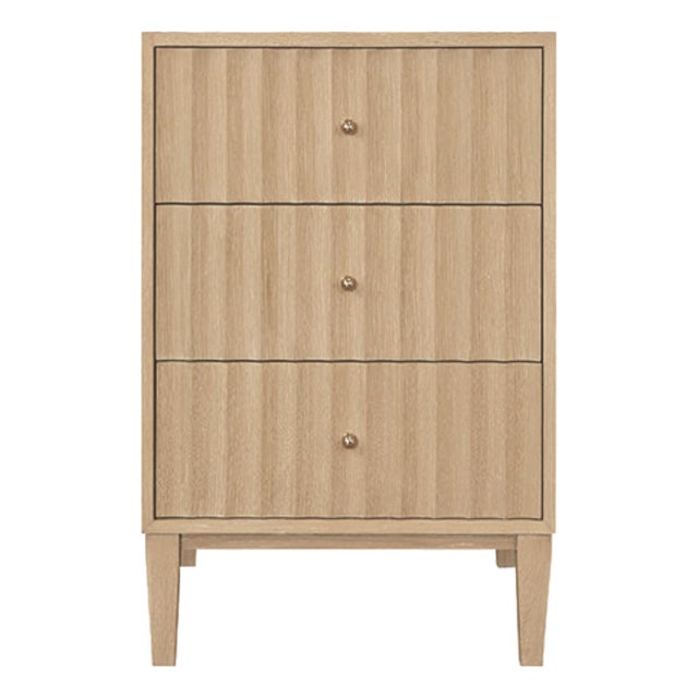 Matthew Izzo Home Odin 24" Fluted Cerused Oak Single Porcelain Sink Bath Vanity With Polished Brass Knobs For Sale