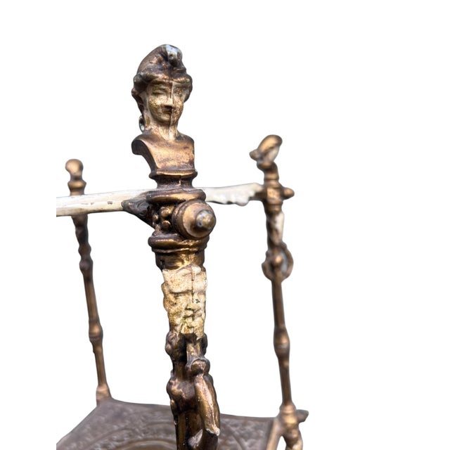 Iron Figural Brass Tone Victorian Pedestal For Sale - Image 13 of 17