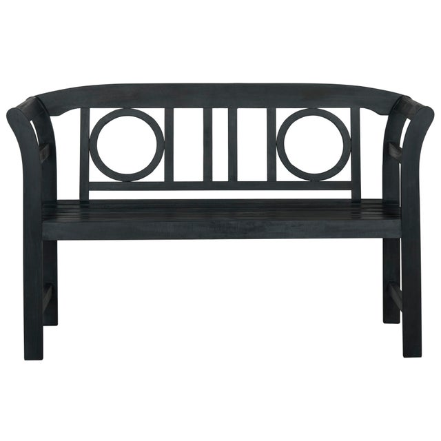 Wood Reid 2 Seat Bench in Dark Slate Grey For Sale - Image 7 of 7