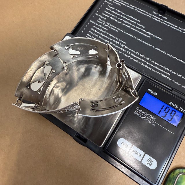 Metal MRT Peruvian Sterling Silver Wide Panel Story Bracelet For Sale - Image 7 of 8