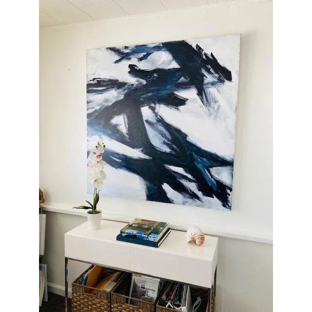 Abstract “Europa” Contemporary Abstract Black and White Acrylic Painting For Sale - Image 3 of 8