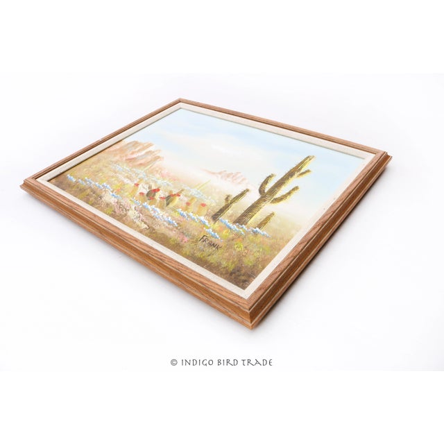 This wonderful painting represents a beauty of American Southwest. It is enclosed in a custom made wooden frame. Signed...