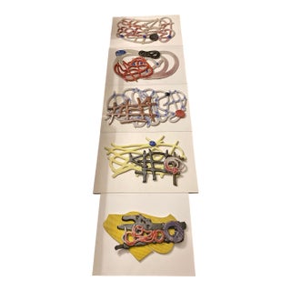 Michael Todd - Ceramic Characters on Board Wall Art, Set of 5 For Sale