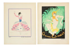 1922 Original German Art Deco Poster, Maria Hagen - Altfranzosisches Ballett; Anne Emmas (Recto/Verso)