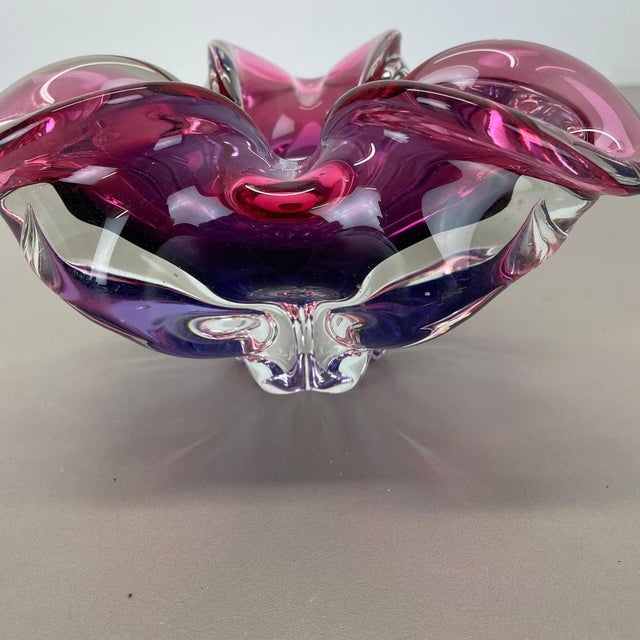 Pink-Purple Murano Glass Shell Bowl or Ashtray, Italy, 1970s For Sale - Image 11 of 17