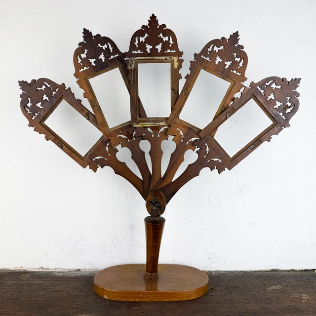 Antique Victorian Folding Photo Frame Stand in Walnut, 1890s For Sale - Image 6 of 14