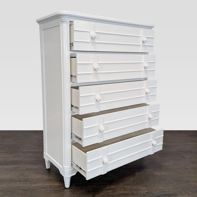 Modern Stanley Furniture Cypress Grove White 5-Drawer Tall Dresser – Modern Classic Storage For Sale - Image 3 of 10