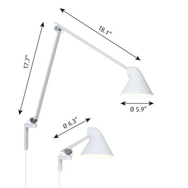 Mid-Century Modern Oki Sato NJP White Large Wall Light for Louis Poulsen For Sale - Image 3 of 4