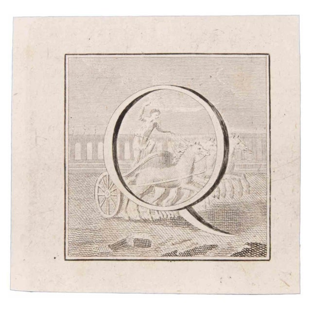 Luigi Vanvitelli, Letter Q, Etching, 18th Century For Sale